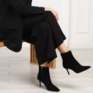 Kate Spade New York Vikki Suede Leather Ankle Boots Black Women's Size 9.5 B